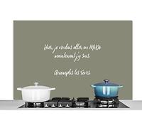 MuchoWow Credence Ici, Je voulais Aller au mcdo Maintenant j'y suis. Accomplis tes rêves - Vert Olive - Citation - Proverbes Fond de hotte 120x80 cm Credence Aluminium Plaque INOX de Cuisine