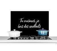 MuchoWow Credence Proverbes - Tu Cuisines Je Bois des Cocktails - Citations - Boisson - Cuisine Fond de hotte 90x60 cm Credence Aluminium Plaque INOX de Cuisine