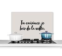 MuchoWow Credence Tu Cuisines, Je Bois de la Vodka - Proverbes - Citations - Cuisine Fond de hotte 80x55 cm Credence Aluminium Plaque INOX de Cuisine