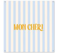 MuchoWow© Deco Jardin 100x100 cm Posters Décoratifs Extérieur Terrasse Mur Déco Appartement Affiche Exterieur Decoration Balcon Décoration Murale Orange - Bleu - Rayures - Mon chéri