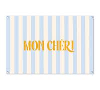 MuchoWow© Deco Jardin 120x80 cm Posters Décoratifs Extérieur Terrasse Mur Déco Appartement Affiche Exterieur Decoration Balcon Décoration Murale Orange - Bleu - Rayures - Mon chéri