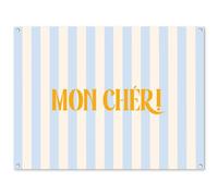 MuchoWow© Deco Jardin 120x90 cm Posters Décoratifs Extérieur Terrasse Mur Déco Appartement Affiche Exterieur Decoration Balcon Décoration Murale Orange - Bleu - Rayures - Mon chéri