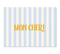 MuchoWow© Deco Jardin 160x120 cm Posters Décoratifs Extérieur Terrasse Mur Déco Appartement Affiche Exterieur Decoration Balcon Décoration Murale Orange - Bleu - Rayures - Mon chéri