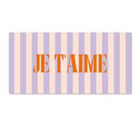 MuchoWow© Deco Jardin 160x80 cm Posters Décoratifs Extérieur Terrasse Mur Déco Appartement Affiche Exterieur Decoration Balcon Décoration Murale Lila - Orange - Rayures - Je t'aime