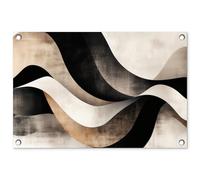 MuchoWow© Deco Jardin 60x40 cm Posters Décoratifs Extérieur Terrasse Mur Déco Appartement Affiche Exterieur Decoration Balcon Décoration Murale Abstrait - Vagues - Noir - Usé