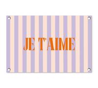 MuchoWow© Deco Jardin 60x40 cm Posters Décoratifs Extérieur Terrasse Mur Déco Appartement Affiche Exterieur Decoration Balcon Décoration Murale Lila - Orange - Rayures - Je t'aime