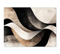 MuchoWow© Deco Jardin 80x60 cm Posters Décoratifs Extérieur Terrasse Mur Déco Appartement Affiche Exterieur Decoration Balcon Décoration Murale Abstrait - Vagues - Noir - Usé