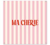 MuchoWow© Deco Jardin Exterieur 100x100 cm Décorative Poster Affiche Murale Decoration Balcon Décoration Extérieure Terrasse Déco Appartement Rose pâle - Rouge - Rayures - Ma Chérie