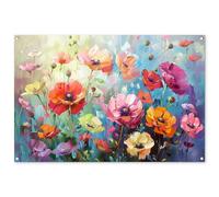 MuchoWow© Deco Jardin Exterieur 120x80 cm Décorative Poster Affiche Murale Decoration Balcon Décoration Extérieure Terrasse Déco Appartement Fleurs - Colorées - Aquarelles - Nature - Été