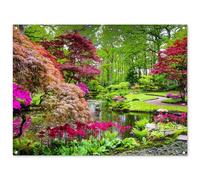 MuchoWow© Deco Jardin Exterieur 120x90 cm Décorative Poster Affiche Murale Decoration Balcon Décoration Extérieure Terrasse Déco Appartement Arbres - Fleurs - Japonais - Nature - Eau