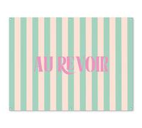 MuchoWow© Deco Jardin Exterieur 160x120 cm Décorative Poster Affiche Murale Decoration Balcon Décoration Extérieure Terrasse Déco Appartement Rose - Vert - Rayures - Au Revoir