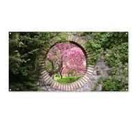 MuchoWow© Deco Jardin Exterieur 160x80 cm Décorative Poster Affiche Murale Decoration Balcon Décoration Extérieure Terrasse Déco Appartement Transparent - Sakura - Blossom - Japonais