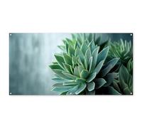 MuchoWow© Deco Jardin Exterieur 160x80 cm Décorative Poster Affiche Murale Decoration Balcon Décoration Extérieure Terrasse Déco Appartement Succulente - Feuilles - Vert - Flou