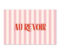 MuchoWow© Deco Jardin Exterieur 180x120 cm Décorative Poster Affiche Murale Decoration Balcon Décoration Extérieure Terrasse Déco Appartement Rose pâle - Rouge - Rayures - Au Revoir