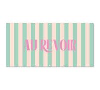 MuchoWow© Deco Jardin Exterieur 200x100 cm Décorative Poster Affiche Murale Decoration Balcon Décoration Extérieure Terrasse Déco Appartement Rose - Vert - Rayures - Au Revoir
