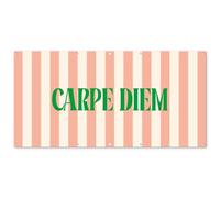 MuchoWow© Deco Jardin Exterieur 200x100 cm Décorative Poster Affiche Murale Decoration Balcon Décoration Extérieure Terrasse Déco Appartement Rose pâle - Vert - Rayures - Carpe Diem