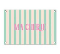 MuchoWow© Deco Jardin Exterieur 60x40 cm Décorative Poster Affiche Murale Decoration Balcon Décoration Extérieure Terrasse Déco Appartement Rose - Vert - Rayures - Ma chérie