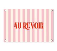 MuchoWow© Deco Jardin Exterieur 60x40 cm Décorative Poster Affiche Murale Decoration Balcon Décoration Extérieure Terrasse Déco Appartement Rose pâle - Rouge - Rayures - Au Revoir