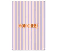 MuchoWow© Deco Jardin Exterieur 80x120 cm Décorative Poster Affiche Murale Decoration Balcon Décoration Extérieure Terrasse Déco Appartement Lilas - Orange - Rayures - Mon Chéri