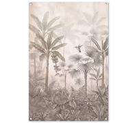 MuchoWow© Deco Jardin Exterieur 80x120 cm Décorative Poster Affiche Murale Decoration Balcon Décoration Extérieure Terrasse Déco Appartement Jungle - Arbre de Piste - Colibri - Beige