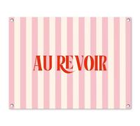 MuchoWow© Deco Jardin Exterieur 80x60 cm Décorative Poster Affiche Murale Decoration Balcon Décoration Extérieure Terrasse Déco Appartement Rose pâle - Rouge - Rayures - Au Revoir
