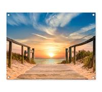 MuchoWow© Deco Jardin Exterieur 80x60 cm Décorative Poster Affiche Murale Decoration Balcon Décoration Extérieure Terrasse Déco Appartement Plage - Coucher De Soleil - Sentier - Dunes