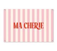 MuchoWow© Deco Jardin Exterieur 90x60 cm Décorative Poster Affiche Murale Decoration Balcon Décoration Extérieure Terrasse Déco Appartement Rose pâle - Rouge - Rayures - Ma Chérie