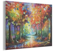 MuchoWow© Décoration en Feutre 40x30 cm Design Mural Déco Salon Chambre Élément Intérieur Moderne Maison Paysage - Forêt - Couleurs - Nature