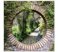 MuchoWow© Décoration Jardin 100x100 cm Bâche Décorative Posters Décoratifs Decoration Balcon Affiche Extérieur Déco Appartement Deco Exterieur Forêt - Pierres - Vue - Chemin