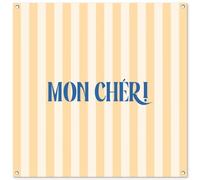 MuchoWow© Décoration Jardin 100x100 cm Bâche Décorative Posters Décoratifs Decoration Balcon Affiche Extérieur Déco Appartement Deco Exterieur Bleu - Jaune - Rayures - Mon Chéri