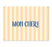 MuchoWow© Décoration Jardin 120x90 cm Bâche Décorative Posters Décoratifs Decoration Balcon Affiche Extérieur Déco Appartement Deco Exterieur Bleu - Jaune - Rayures - Mon Chéri