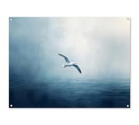 MuchoWow© Décoration Jardin 120x90 cm Bâche Décorative Posters Décoratifs Decoration Balcon Affiche Extérieur Déco Appartement Deco Exterieur Mouette - Blanche - Mer - Brumeuse