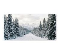 MuchoWow© Décoration Jardin 160x80 cm Bâche Décorative Posters Décoratifs Decoration Balcon Affiche Extérieur Déco Appartement Deco Exterieur Route - Neige - Forêt de conifères - Hiver