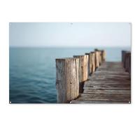 MuchoWow© Décoration Jardin 180x120 cm Bâche Décorative Posters Décoratifs Decoration Balcon Affiche Extérieur Déco Appartement Deco Exterieur Echafaudage en Bois - Ciel Bleu Vif