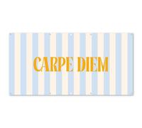MuchoWow© Décoration Jardin 200x100 cm Bâche Décorative Posters Décoratifs Decoration Balcon Affiche Extérieur Déco Appartement Deco Exterieur Orange - Bleu - Rayures - Carpe Diem