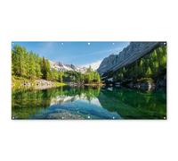 MuchoWow© Décoration Jardin 200x100 cm Bâche Décorative Posters Décoratifs Decoration Balcon Affiche Extérieur Déco Appartement Deco Exterieur Eau - Montagnes - Roches