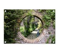 MuchoWow© Décoration Jardin 60x40 cm Bâche Décorative Posters Décoratifs Decoration Balcon Affiche Extérieur Déco Appartement Deco Exterieur Forêt - Pierres - Vue - Chemin