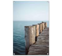 MuchoWow© Décoration Jardin 60x90 cm Bâche Décorative Posters Décoratifs Decoration Balcon Affiche Extérieur Déco Appartement Deco Exterieur Echafaudage en Bois - Ciel Bleu Vif