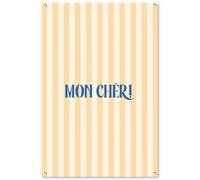 MuchoWow© Décoration Jardin 80x120 cm Bâche Décorative Posters Décoratifs Decoration Balcon Affiche Extérieur Déco Appartement Deco Exterieur Bleu - Jaune - Rayures - Mon Chéri