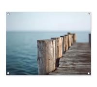 MuchoWow© Décoration Jardin 80x60 cm Bâche Décorative Posters Décoratifs Decoration Balcon Affiche Extérieur Déco Appartement Deco Exterieur Echafaudage en Bois - Ciel Bleu Vif