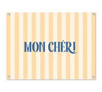 MuchoWow© Décoration Jardin 80x60 cm Bâche Décorative Posters Décoratifs Decoration Balcon Affiche Extérieur Déco Appartement Deco Exterieur Bleu - Jaune - Rayures - Mon Chéri