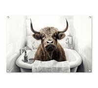 MuchoWow© Décoration Jardin 90x60 cm Bâche Décorative Posters Décoratifs Decoration Balcon Affiche Extérieur Déco Appartement Deco Exterieur Highlander écossais - Baignoire - Salle De Bain