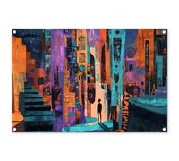 MuchoWow© Décoration Jardin 90x60 cm Bâche Décorative Posters Décoratifs Decoration Balcon Affiche Extérieur Déco Appartement Deco Exterieur Abstrait - Figures - Coloré