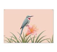 MuchoWow© Decoration Jardin Exterieur 120x80 cm Deco Balcon Décoration Bâche Décorative Affiche Murale Extérieur Terrasse Mur Déco Appartement Oiseau - Fleur - Nature - Rose