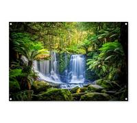 MuchoWow© Decoration Jardin Exterieur 120x80 cm Deco Balcon Décoration Bâche Décorative Affiche Murale Extérieur Terrasse Mur Déco Appartement Jungle - Cascade - Australie - Plantes - Nature