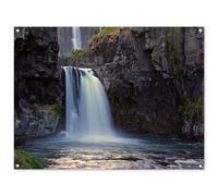 MuchoWow© Decoration Jardin Exterieur 120x90 cm Deco Balcon Décoration Bâche Décorative Affiche Murale Extérieur Terrasse Mur Déco Appartement Chute d'eau - Roches