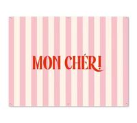 MuchoWow© Decoration Jardin Exterieur 160x120 cm Deco Balcon Décoration Bâche Décorative Affiche Murale Extérieur Terrasse Mur Déco Appartement Rose pâle - Rouge - Rayures - Mon Chéri