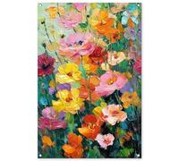 MuchoWow© Decoration Jardin Exterieur 80x120 cm Deco Balcon Décoration Bâche Décorative Affiche Murale Extérieur Terrasse Mur Déco Appartement Explosion Florale - Couleurs Vives - Gaieté