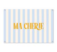 MuchoWow© Decoration Jardin Exterieur 90x60 cm Deco Balcon Décoration Bâche Décorative Affiche Murale Extérieur Terrasse Mur Déco Appartement Orange - Bleu - Rayures - Ma chérie