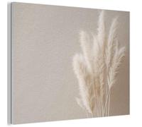 MuchoWow© Décoration Murale en Feutre 100x70 cm Art Muraux Décoratif Feutrée Chambre Moderne Herbe Des Pampas - Plumes - Pastel - Blanc
